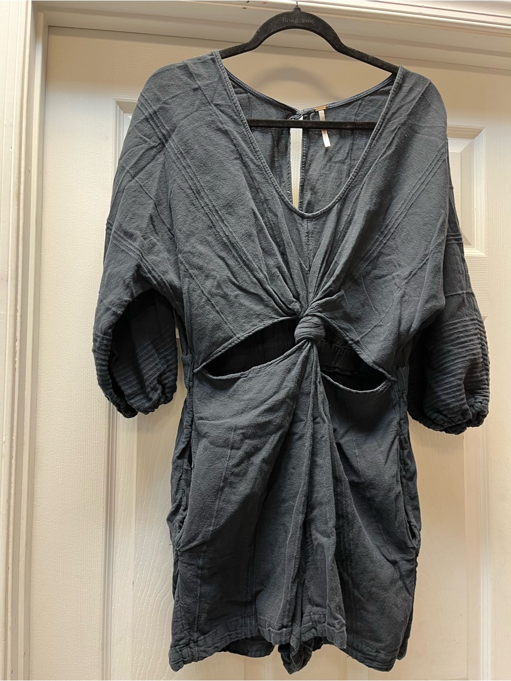 Free People Charcoal Twist-Front Romper